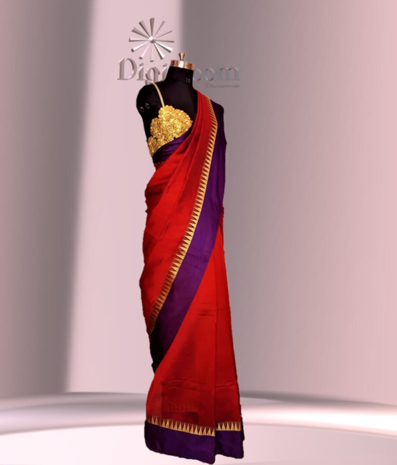 Bengal Handloom Cotton Silk Saree in deep red colour with a contrast Pallu-a