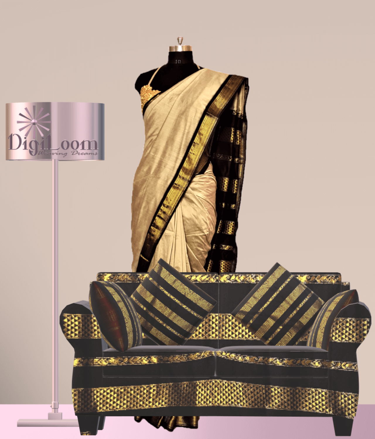 a Bengal Handloom Cotton Silk Saree in Beige Colour with Contrast Pallu