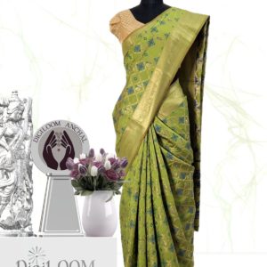 Handloom Patola Silk Saree in Citrus Green Colour by Digiloom Sarees 1