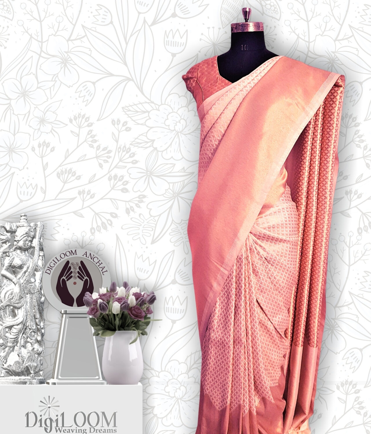 classic Handloom Malwari Saree in Off White and Gold Colour 3