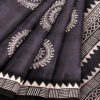 Grey Handloom Moonga Mulberry Silk Saree with Tribal Prints 5