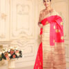 Hot Pink Pure Banarasi Handloom Silk Saree with Contrast Pallu 2