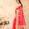 Hot Pink Pure Banarasi Handloom Silk Saree with Contrast Pallu 3