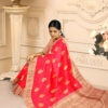 Hot Pink Pure Banarasi Handloom Silk Saree with Contrast Pallu 4