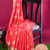 Hot Pink Pure Banarasi Handloom Silk Saree with Contrast Pallu 5