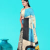 Moonga Cotton Saree with Quirky Block Prints and Hand Painted Pallu 2